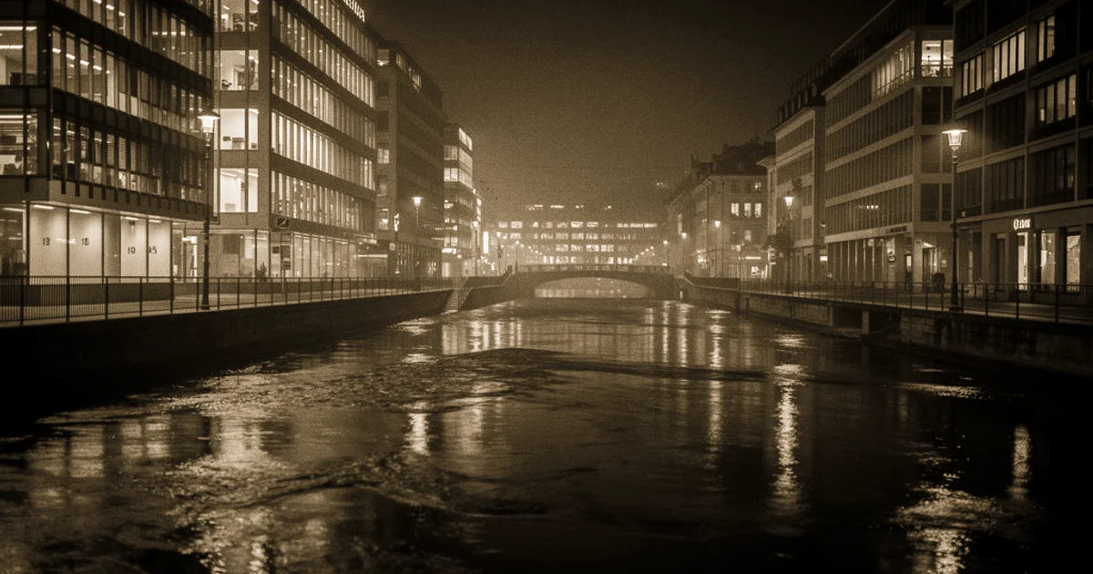 Nacht in Zürich, Stadtlichter spiegeln sich im Wasser – Symbolbild Tatort Zürich