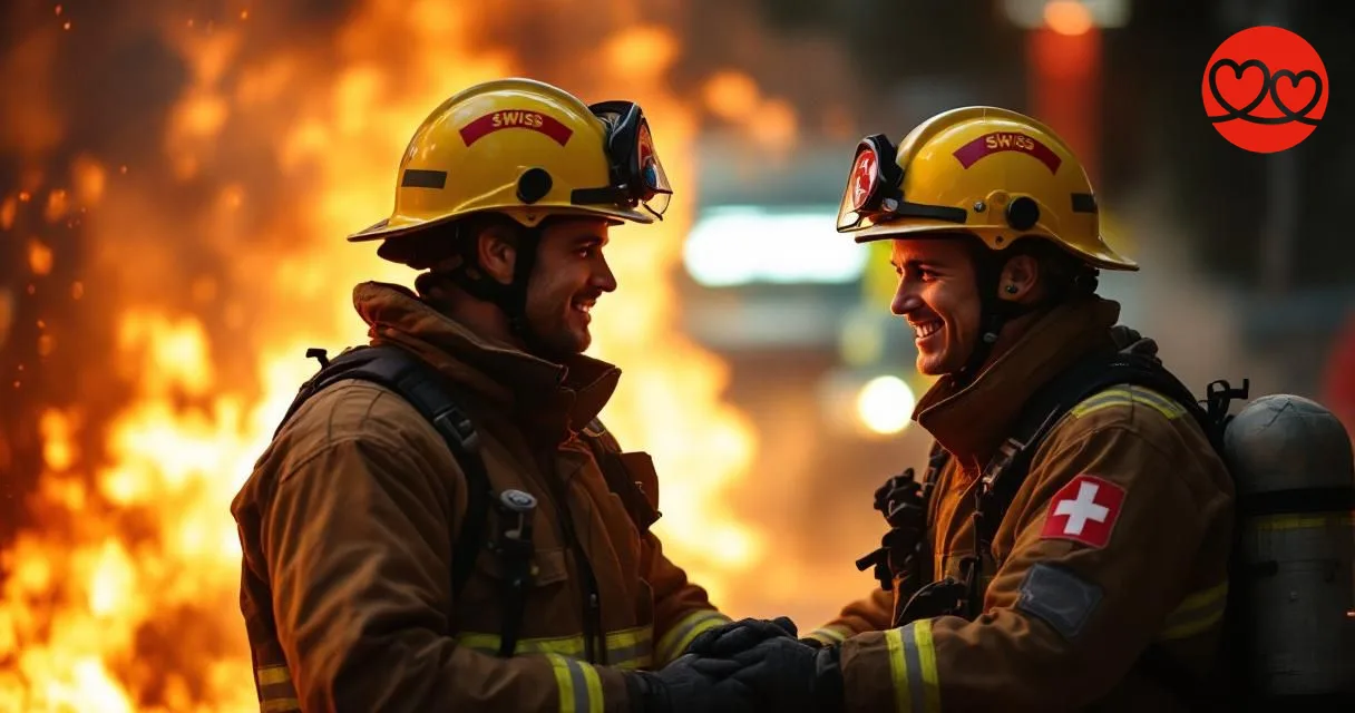 Swiss firefighters finding romance during training