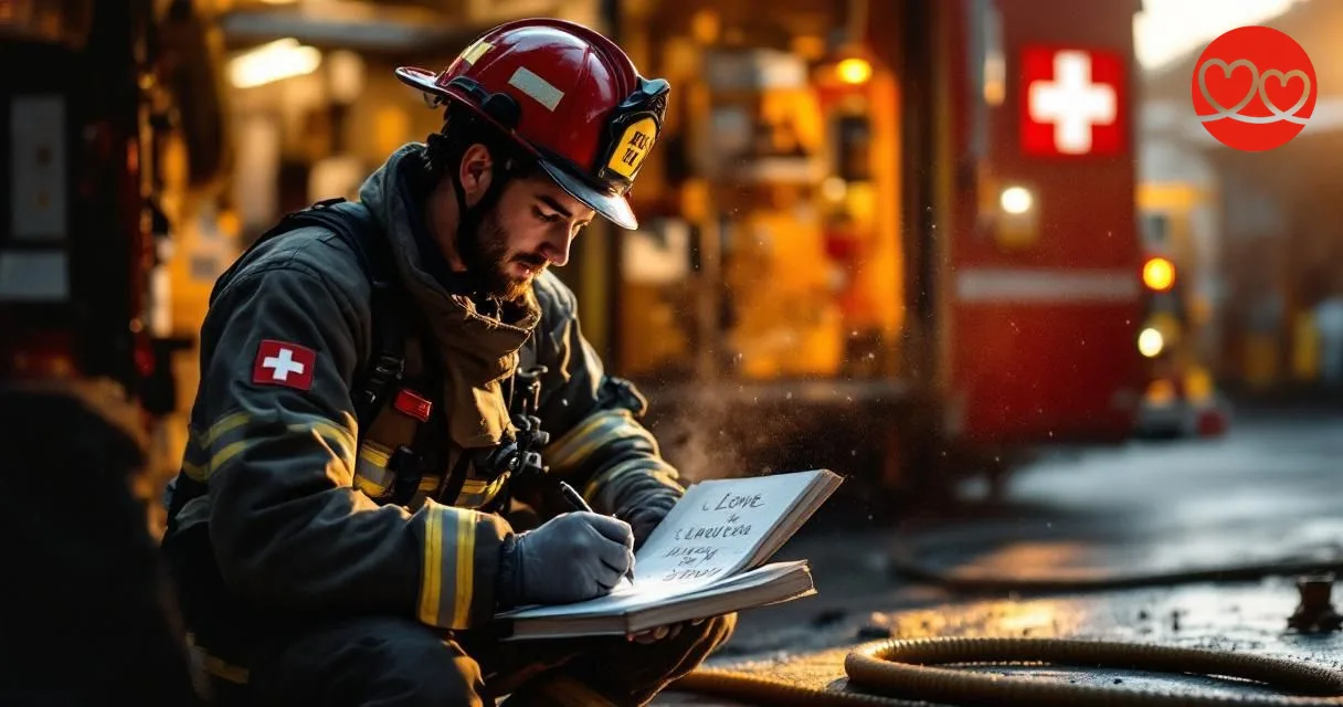 Feuerwehrmann beim kreativen Gestalten in der Schweiz