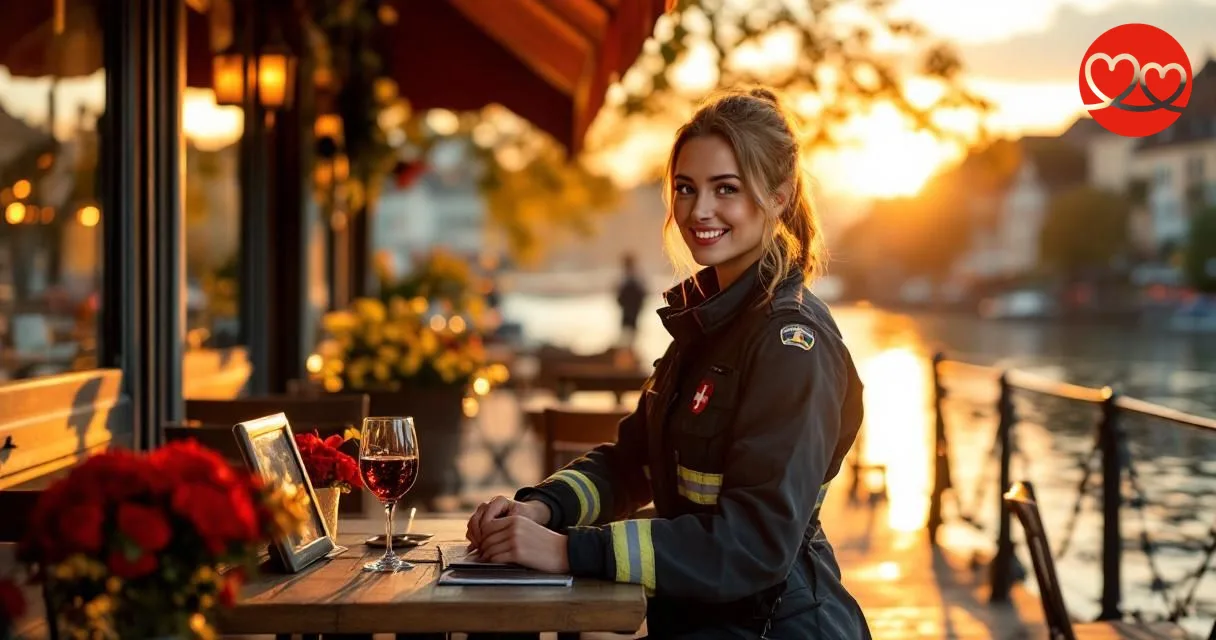 Feuerwehrfrau beim Date Basel Schweiz