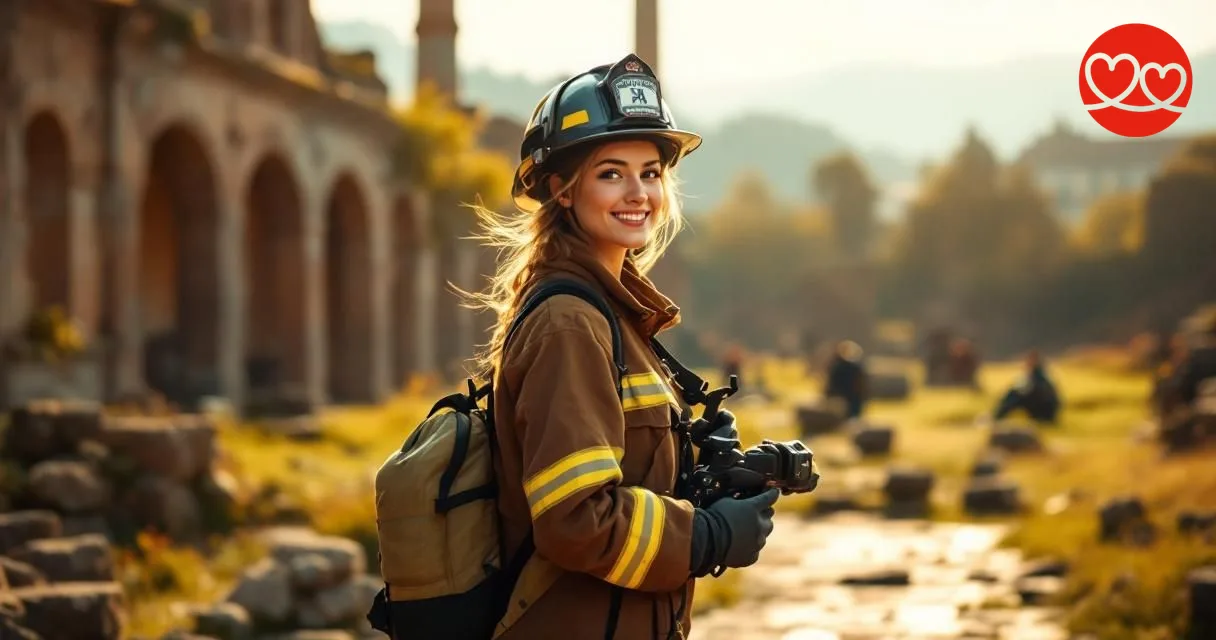 Feuerwehrfrau beim Date Basel-Landschaft Schweiz