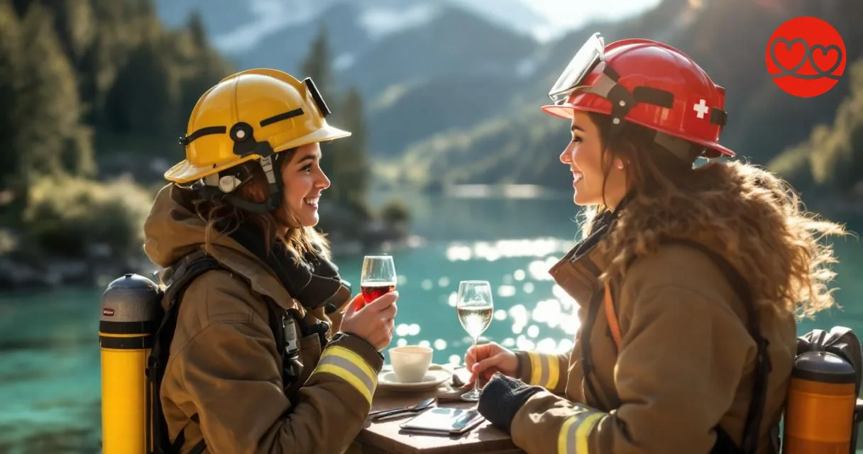 Feuerwehrfrau beim Date Glarus Schweiz