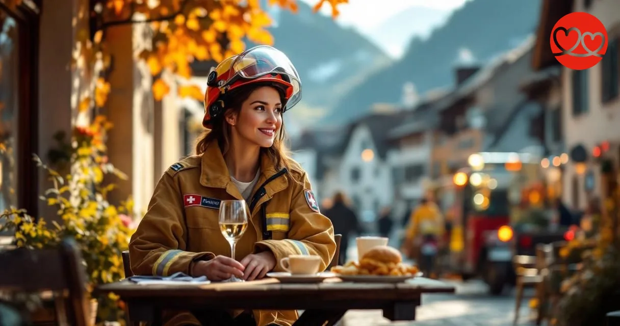Feuerwehrfrau beim Date Graubünden Schweiz