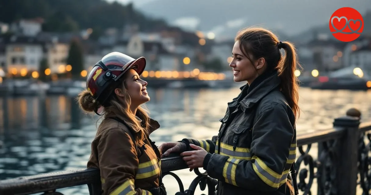Feuerwehrfrau beim Date Luzern Schweiz