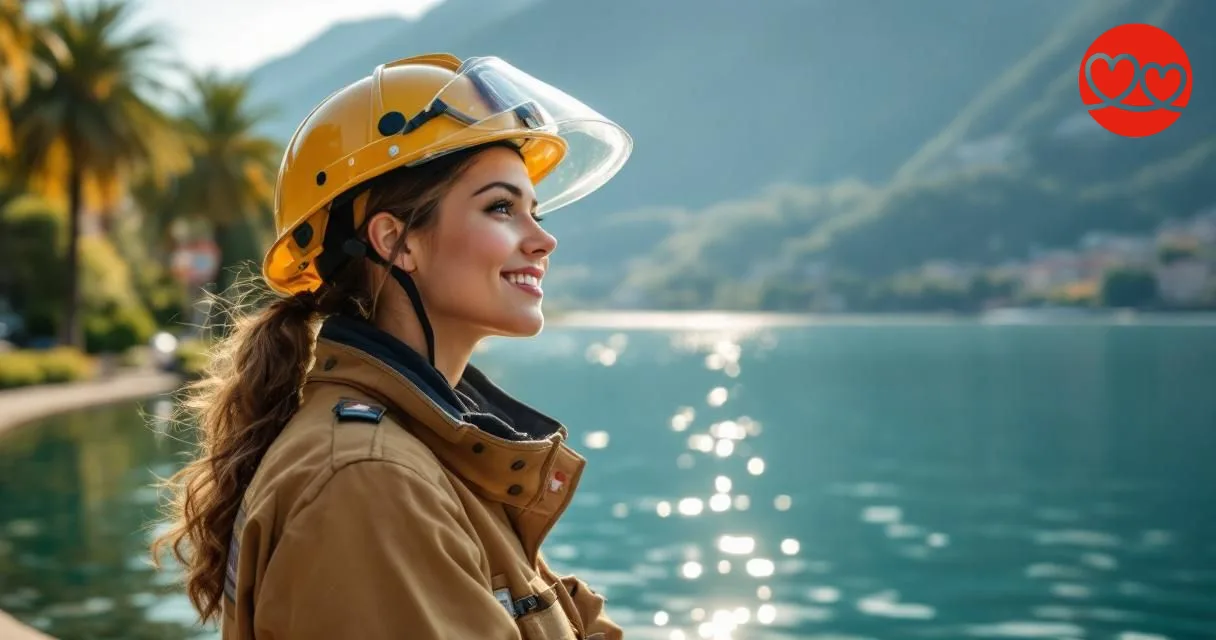 Feuerwehrfrau beim Date Tessin Schweiz