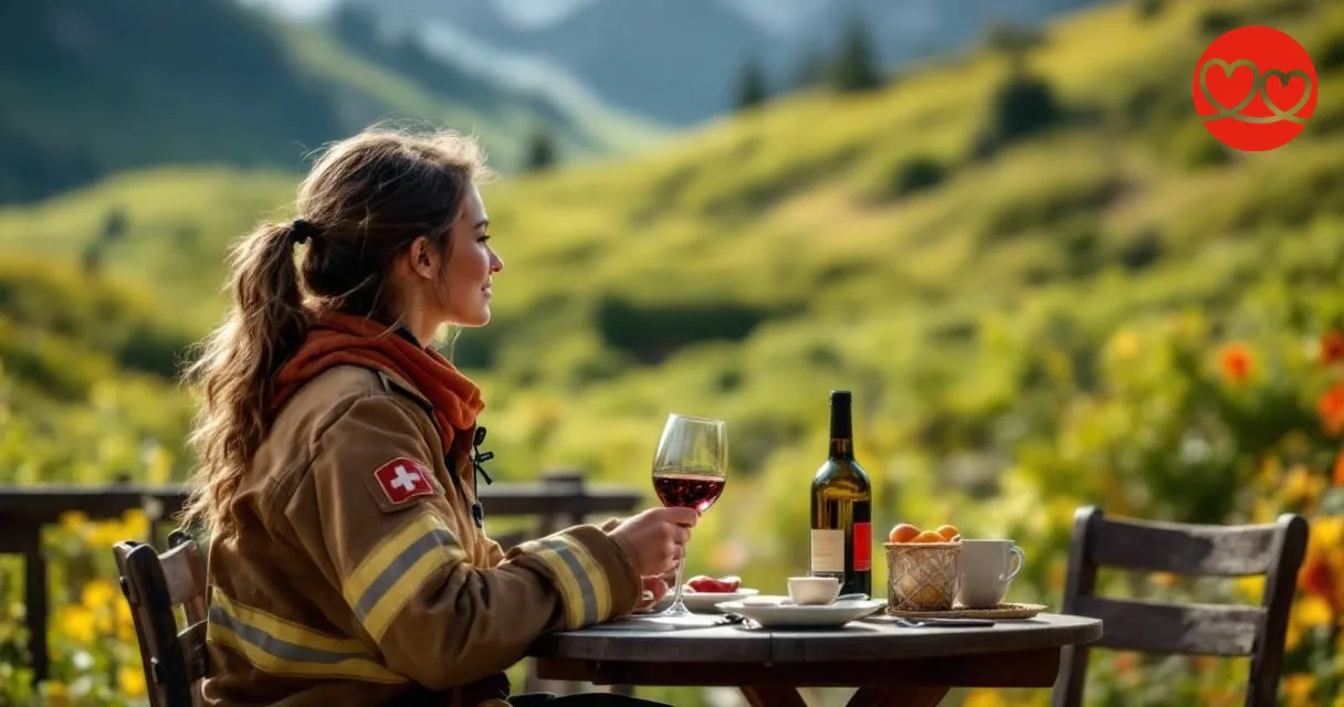 Feuerwehrfrau beim Date Wallis Schweiz