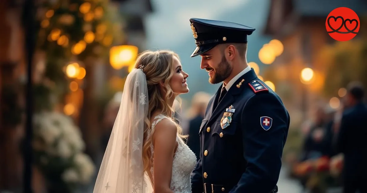 Polizist bei seiner Hochzeitszeremonie in der Schweiz - Blaulichtsingles