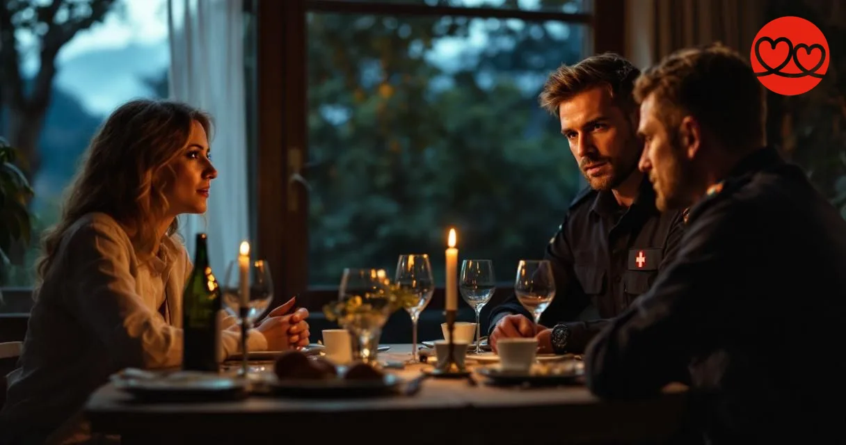 Polizist mit Partner beim Familienessen - Blaulichtsingles