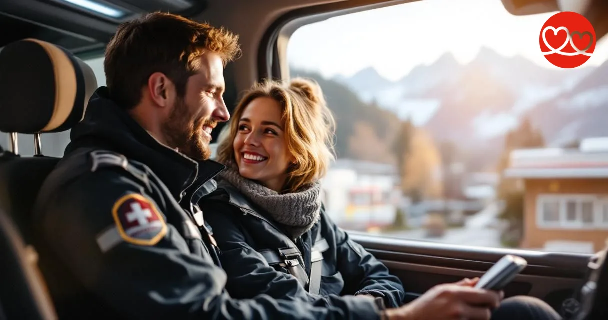 Schweizer Sanitäter-Paar im Dienst