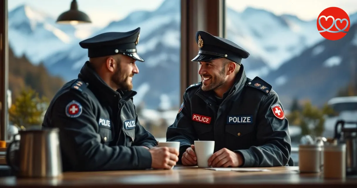 Zwei Kapo-Beamte in der Schweiz bei einer Pause