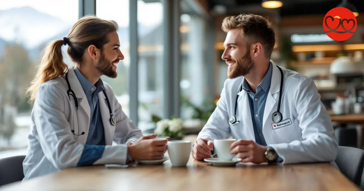 Zwei Ärzte im Kantonsspital Schweiz bei einem Gespräch