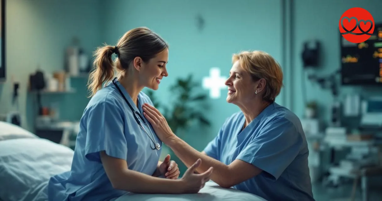 Gesundheitsfachperson in der Schweiz beim Trösten